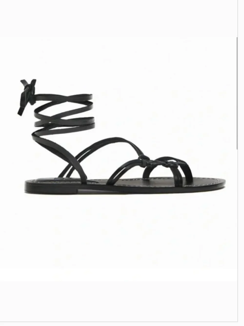 Zara Black Flat Strappy Gladiator Sandals - Picture 2 of 9